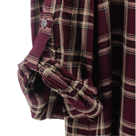 Max Studio Maroon and Tan Plaid Jersey Button Down Fall Pumpkin Patch Size XL - Picture 4 of 9